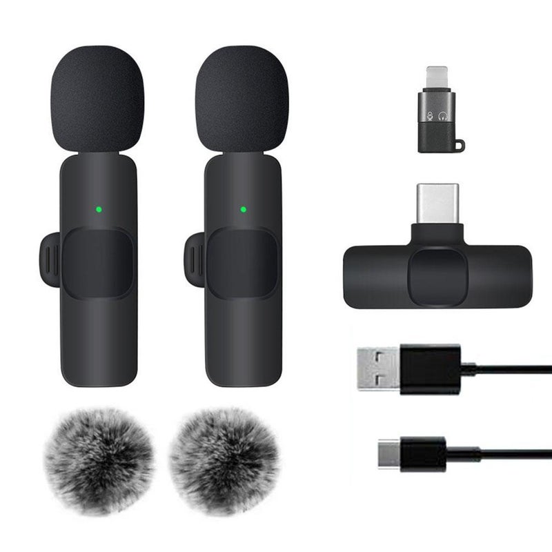 Wireless Bluetooth lavalier microphone, dual-channel configuration, K8K9 noise-canceling monitoring reverb outdoor live streaming microphone, SX25SX26